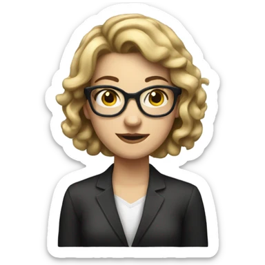 nerd emoji with a book white woman with black haur sticker