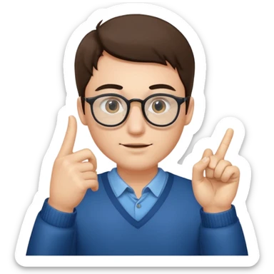 Hombre quitándose las gafas y sacando un dedo sticker