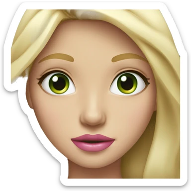 blonde girl with long hair and green eyes and pink lips sticker