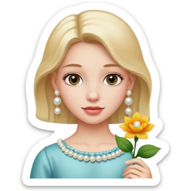 girl-with-pearl-earrings-painting holding flower sticker