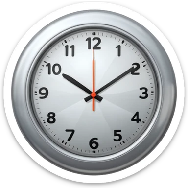 Create a round silver clock now. The time is 17:30 sticker