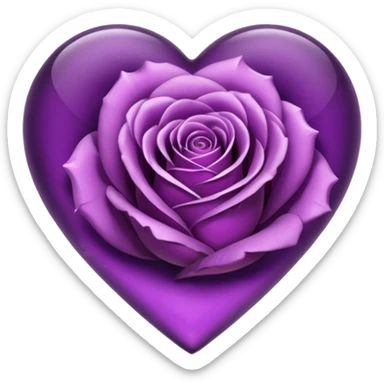 Purple amethyst heart rose sticker