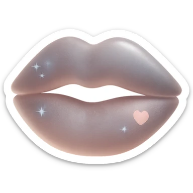 Add a small pastel pink heart accent to the 3D pastel pink lipstick kiss print with sparkly accents, keep the background transparent. sticker