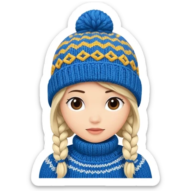 The beanie has a knitted pattern with cozy stitching sticker