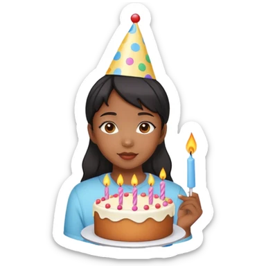Black Asian girl, 17 years old birthday sticker