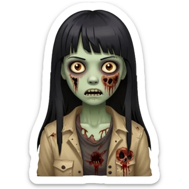 oculos, cabelo preto e longo e com franja reta, mulher e zumbi  sticker