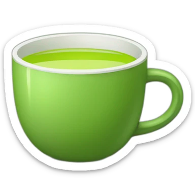 Cup of green tea without handle sticker