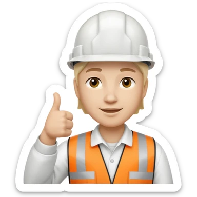 Cara de persona con casco blanco inginierl civil con pulgar arriba sticker