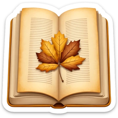 open book, beige and brown colours, autumn vibe sticker