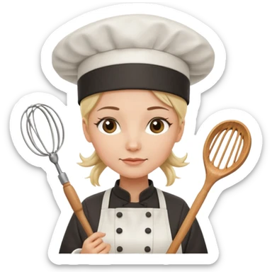 woman chef with a whisk  sticker