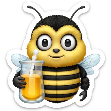 a bumblebee holding a beaker sticker
