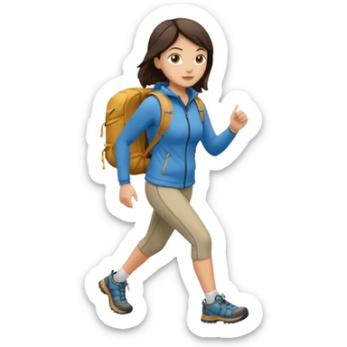 white brunette female hiking sticker