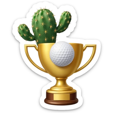 gold cactus trophy golf ball sticker