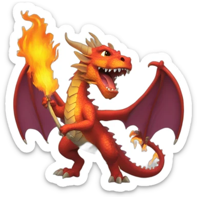 A dragon with a Bengal fire in its hand sticker