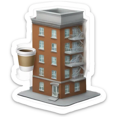 apartment building drinking a cup of coffee sticker
