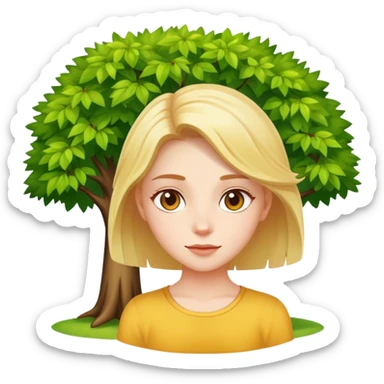 Girl under a tree in the sun sticker