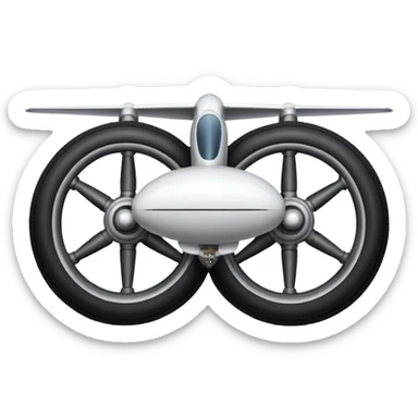 he aircraft's landing gear is one inflated, plump wheel with a strut, black in color, cartoon-style sticker