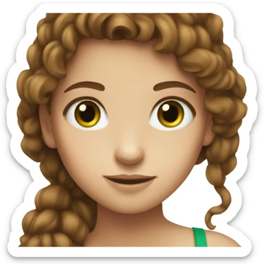 girl with brown hair, green eyes, freckles and is pretty sticker