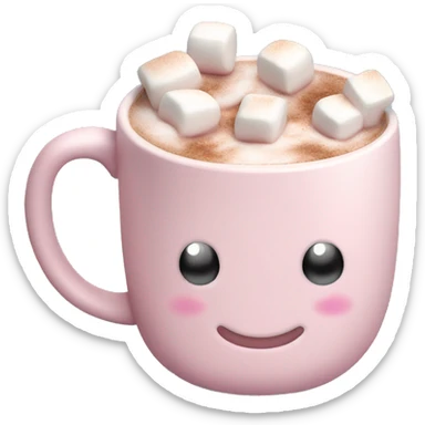 Light Pink mug of hot chocolate with marshmallows  sticker