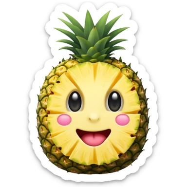 half eaten pineapple sticker
