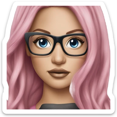 Photo Realistic khloe jenner stylish pink hair BLUE eyes and glasses elegant  sticker