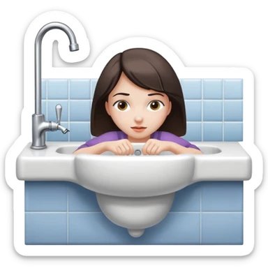 Girl bent over bathroom sink sticker