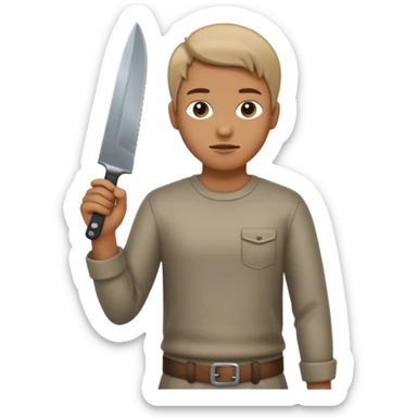 Person standing with a knife behind their back sticker