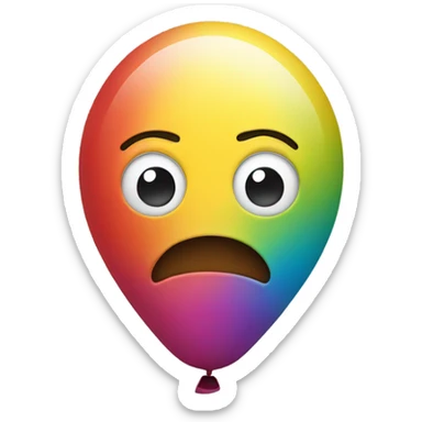colorful Ballon with worry face sticker