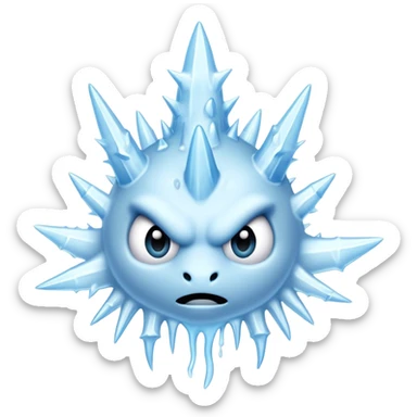 an ice very fast flyng creature with cold dripping from its nose and frozen spikes sticker