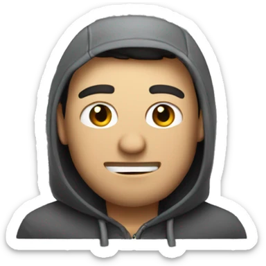 hombre con buzo y capucha con una macbook sticker