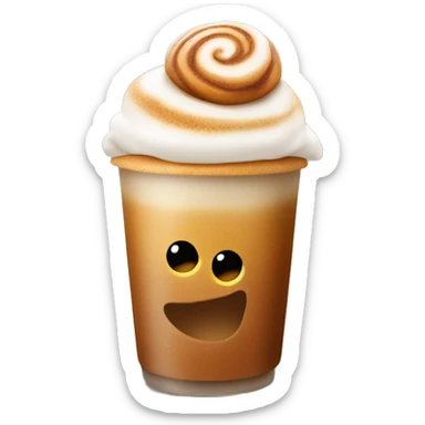 Cinnamon and cappuccino bun in a disposable glass sticker