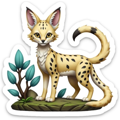 Epic complex detailed aesthetic-scenic-Fakémon-Trico-Sergal-Serval-Vernid-creature sticker