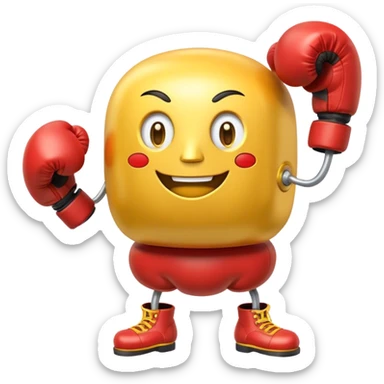 A cartoon-style anthropomorphic train with boxing gloves sticker