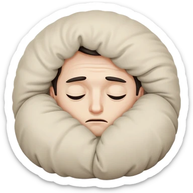 Scared man sitting curled up on himself, hidding his eyes sticker