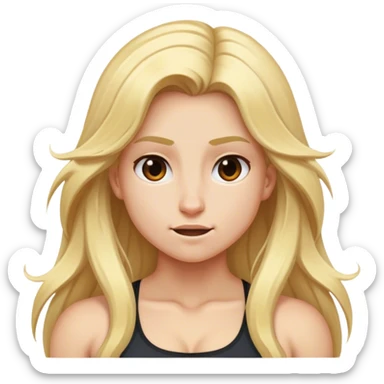 Pumped-up forms blonde long hair with realistic  sticker