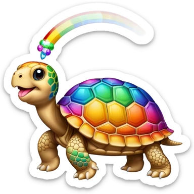 Rhinestone Tortoise sticking its tongue out in a rainbow  sticker