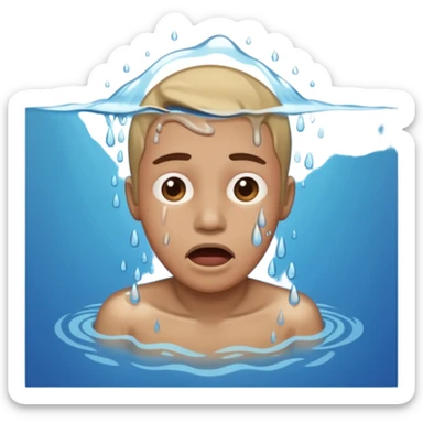 Tête qui se noit dans l’eau avec l’eau qui monte jusqu’à la bouche sticker