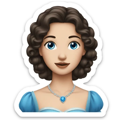 a princess with really dark brown haired with blue eyes sticker