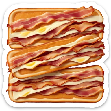 Cinematic crispy sizzling bacon, slightly curled, golden-brown with a perfect crunch, glistening with rich flavor, deep warm tones, served on a breakfast plate, comforting and indulgent. sticker
