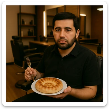 birinchidagi odamni yuziga 2 rasmdagi odamga uxshatib chizib bergin xuddu shunday non yen utirganini sticker