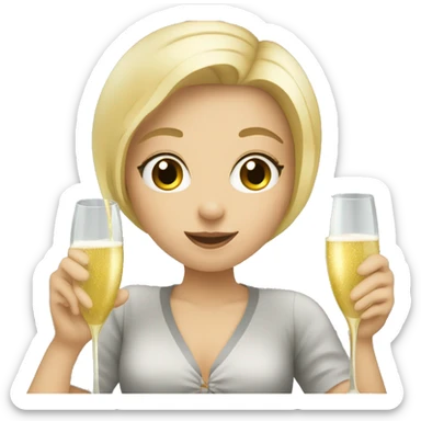 Blonde girl drinking prosecco sticker