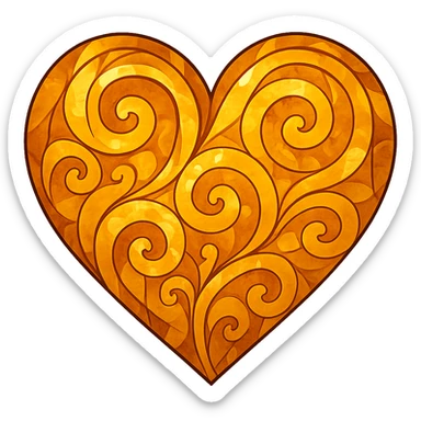 heart with a swirling topaz pattern, digital illustration sticker