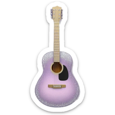 Realistic pastel purple acoustic guitar with sparkly shiny diamonds on it. sticker