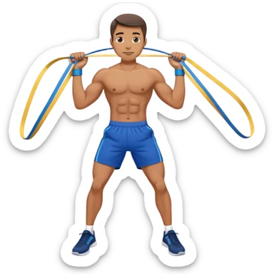 fit man with blue shorts resistance bands exercises sticker