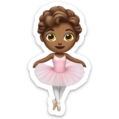 white ballerina with brown hair, wearing a pink tutu sticker