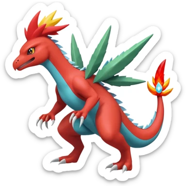 Sceptile-Inteleon-Blaziken-Salamence-Fakémon-fusion (full body) sticker