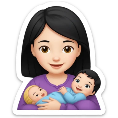 girl black hair baby sticker