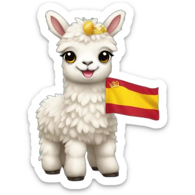Baby llama with the Spain flag sticker