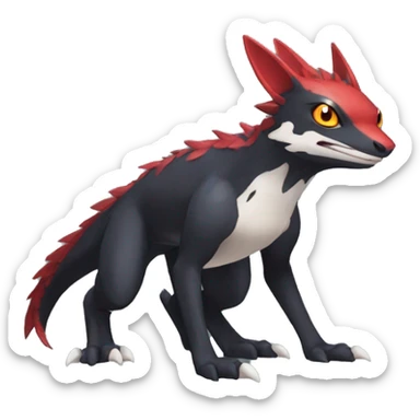 Cute cool black red nargacuga animal hybrid Fakemon full body sticker