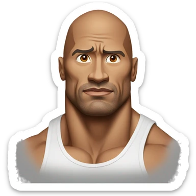 dwayne johnson in tanktop serious face sticker